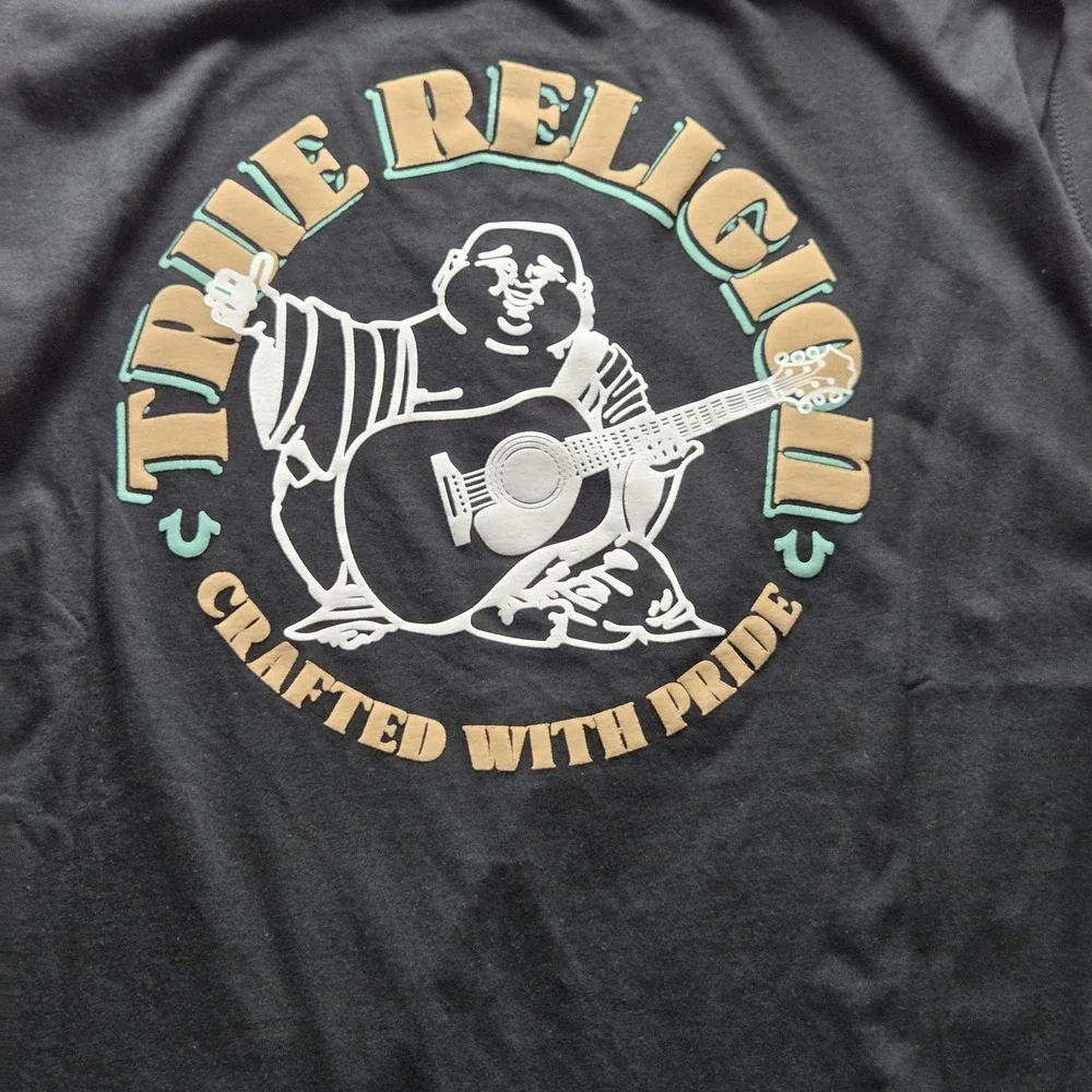 True Religion Hoodie Mens Large Black Sleeveless Crafted With Pride Graphic Top